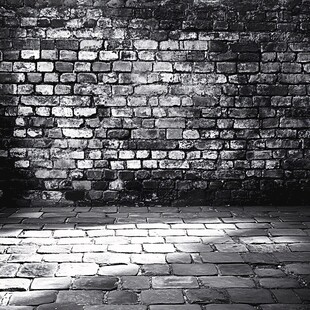 黑白砖墙地面光影场景