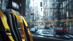 车内视角看城市街道景象