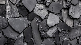 黑色碎石板墙面纹理特写