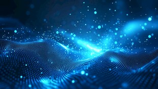 科技感蓝色粒子波动背景图
