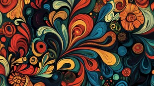 绚丽多彩的抽象花卉图案