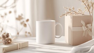 简约温馨的杯与礼品摆件