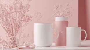 粉色系简约风陶瓷杯摆件