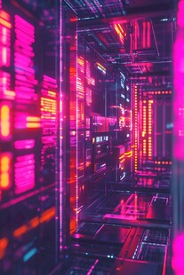 赛博朋克风的数据中心空间