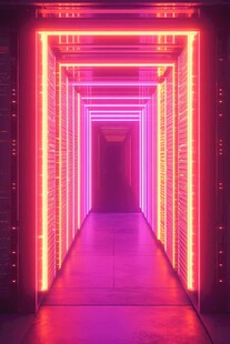 霓虹灯光隧道 科技氛围感