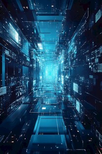 未来科技感的数字空间走廊