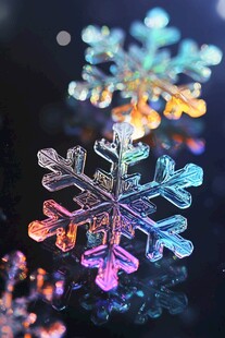 梦幻炫彩雪花特写