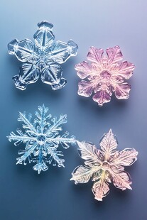 多彩透明雪花装饰摆件