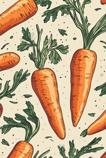 手绘胡萝卜无缝图案背景
