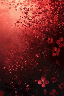 深红繁花梦幻背景图