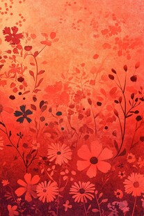 橙红色调花卉背景图