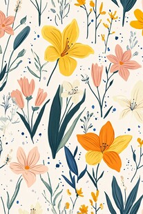 清新花卉无缝图案设计