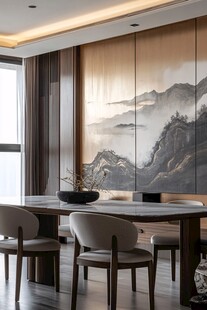 中式山水风雅致餐厅空间