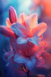 梦幻粉蓝交织的绚烂花朵