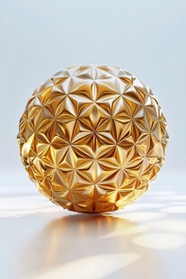 金色几何花纹球形艺术品