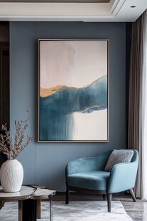 蓝调客厅的艺术角落