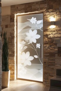 花朵图案玻璃门装饰设计