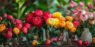 多彩鲜花装点的精致花束