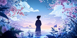 孤身赏景的古装女子