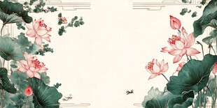 中式荷花荷叶雅致背景图