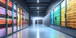 科技感十足的数据中心走廊