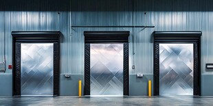 工业风仓库的金属卷帘门