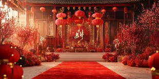 中式喜庆婚礼场景布置