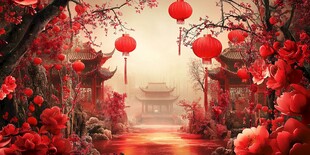 中式红韵 古典园林新春景