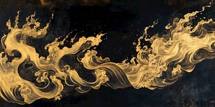 金色浪涛抽象画