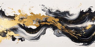墨金交融抽象艺术画卷