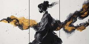 水墨风格女子的飘逸之姿