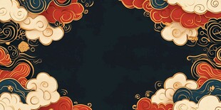 中式云纹边框背景图
