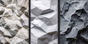 三种质感岩石墙面展示