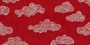 红色祥云图案中式背景