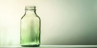 绿色透明玻璃瓶特写