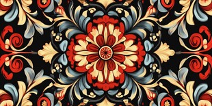 复古花卉对称精美图案