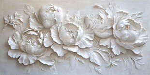 白色立体牡丹浮雕艺术美