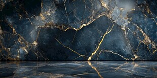 深邃蓝金大理石空间背景