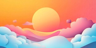 梦幻云端上的绚烂落日