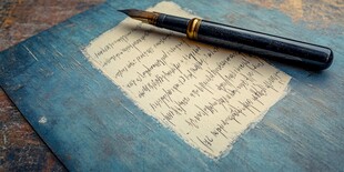 复古钢笔与手写书信画面