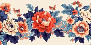 复古风花卉图案装饰画