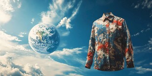 梦幻地球背景下的印花衬衫