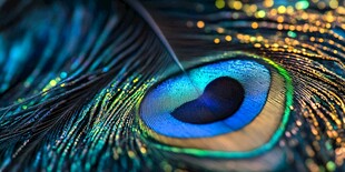 孔雀羽毛特写 绚丽眼状斑纹