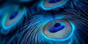 梦幻蓝孔雀羽毛特写