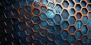 金属六边形蜂窝质感背景