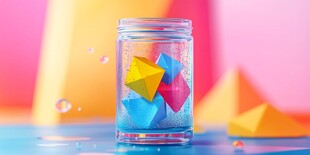 彩色折纸装于透明玻璃罐