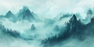 水墨山水间 云雾绕奇峰