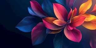 绚丽多彩花卉绽放画面