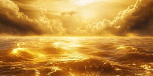 金色海洋上的壮丽日出