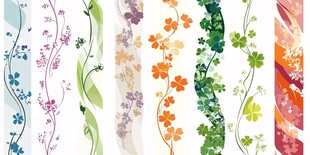 多彩花卉藤蔓图案集合